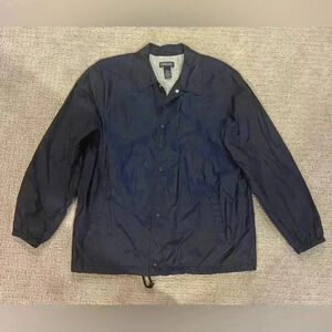 Lands End Mens size Large Jacket Navy Blue Nylon Shell with Polyester lining